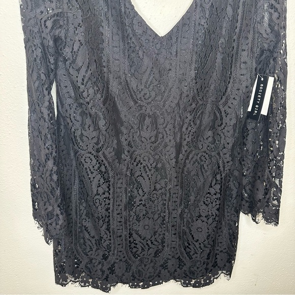 NWT Society Girl Lace Woven Black Dress Size Large - Picture 5 of 10